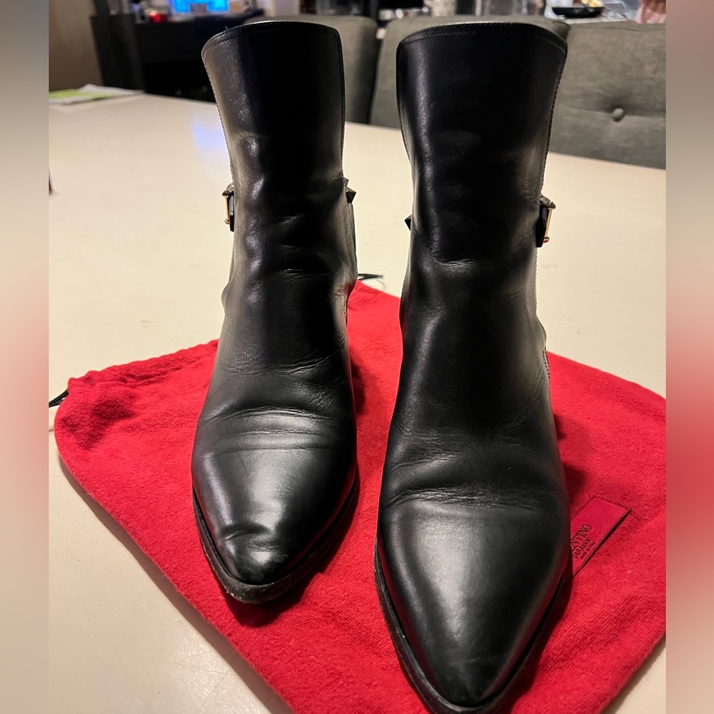 Valentino Rockstud Calfskin Slip On Ankle Boot